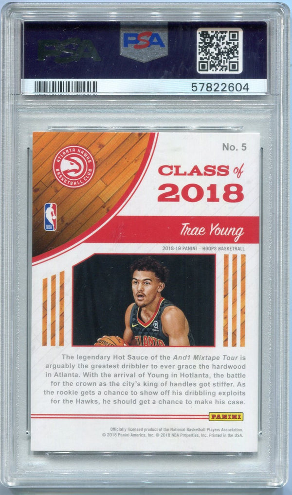 Trae Young 2018 - 2019 Panini Hoops Class Of 2018 RC #5 PSA Graded 10