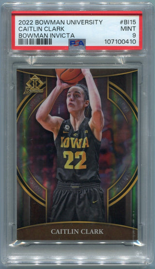 Caitlin Clark 2022 Bowman University Invicta RC #BI-15 PSA Graded 9