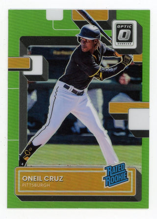 Oneil Cruz 2022 Panini Prizm Green and Yellow Optic Rated Rookie #80 Card