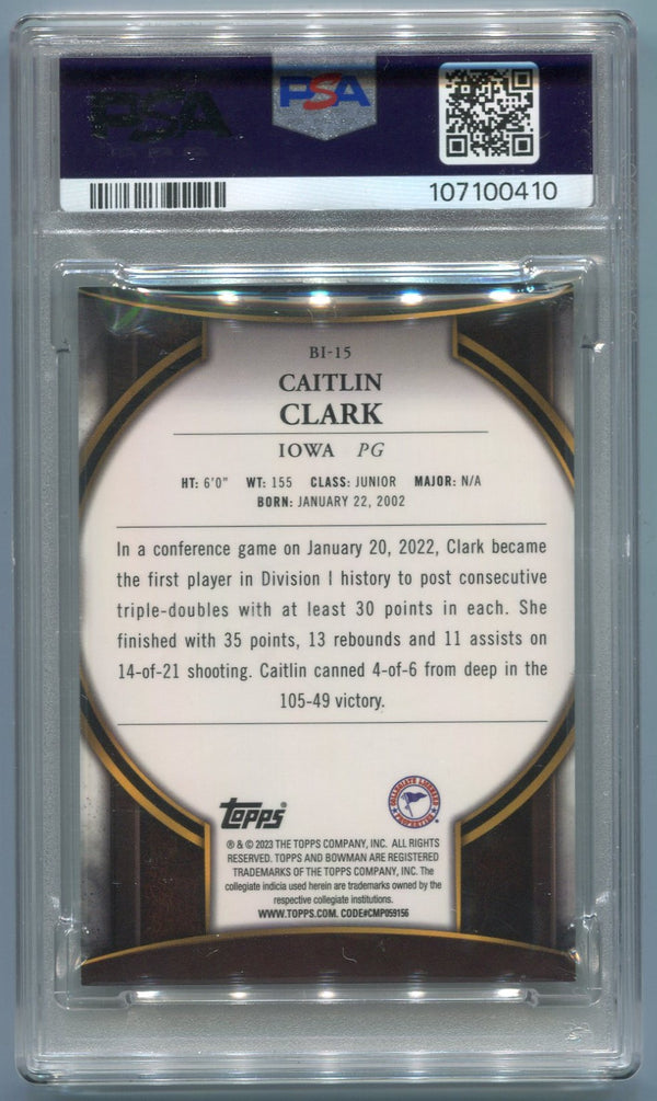 Caitlin Clark 2022 Bowman University Invicta RC #BI-15 PSA Graded 9