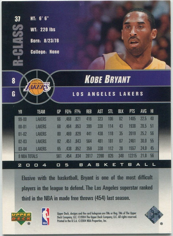 Kobe Bryant 2004 - 2005 Upper Deck R-Class Card #37