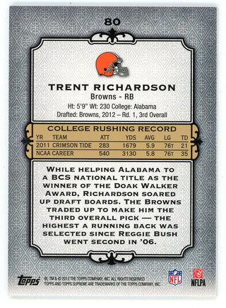 Trent Richardson 2012 Topps Supreme Rookie Card #80