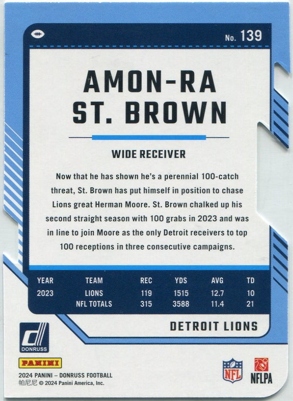 Amon-Ra St. Brown 2024 Panini Donruss Press Proof Die-Cut Card #139 33/75