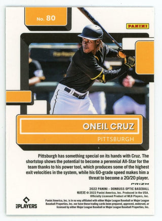 Oneil Cruz 2022 Panini Prizm Green and Yellow Optic Rated Rookie #80 Card