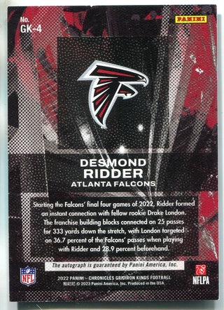 Desmond Ridder Autographed 2022 Panini Chronicles Gridiron Kings Rookie Card /75