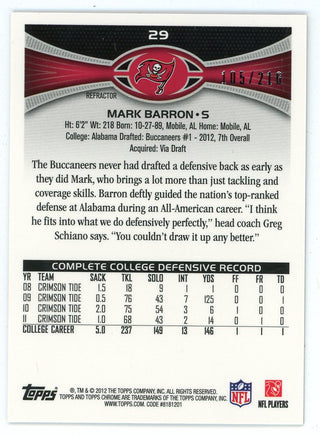 Mark Barron 2012 Topps Chrome Rookie Card #29