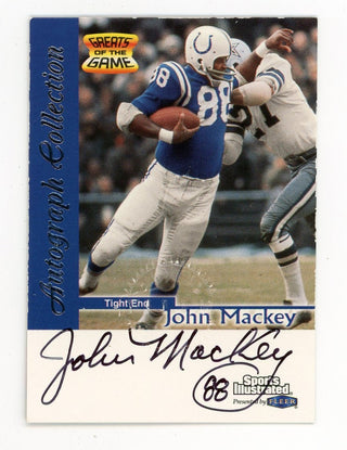 John Mackey 1999 Fleer Greats of the Game Autograph Collection Card