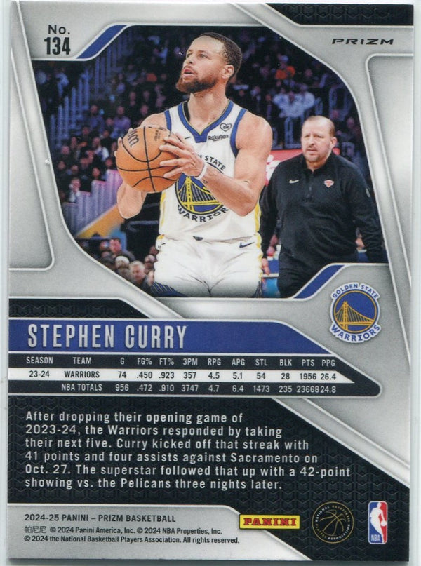 Stephen Curry 2024 - 2025 Panini Prizm Pink Cracked Ice Prizm Card #134