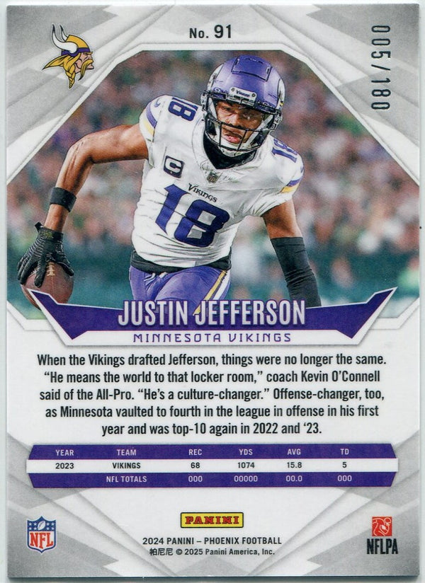 Justin Jefferson 2024 Panini Phoenix Stars Parallel Card #91 5/180