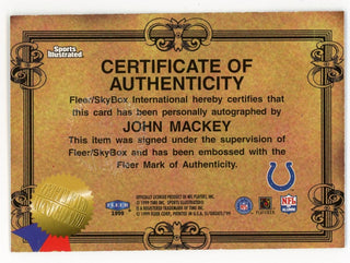 John Mackey 1999 Fleer Greats of the Game Autograph Collection Card