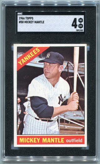 Mickey Mantle 1966 Topps Card #50 SGC Graded 4