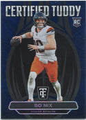 Bo Nix 2024 Panini Totally Certified Certified Tuddy Mirror Blue Parallel RC #6 152/199