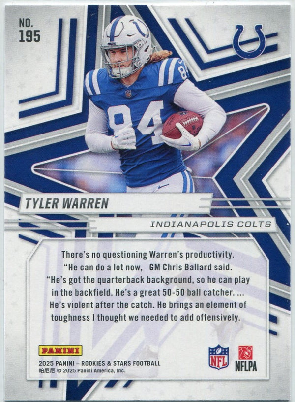 Tyler Warren 2025 Panini Rookies & Stars Purple Parallel RC #195 864/999