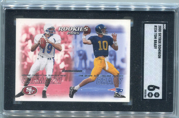 Tom Brady/ Giovanni Carmazzi 2000 Fleer Skybox Rookie Pairs RC #234 SGC Graded 6