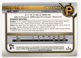 Oneil Cruz 2022 Topps Purple Bowmans Chrome #45 Card 068/250