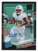 De'Von Achane Autographed 2023 Panini Clearly Donruss Rated Rookie #59 /10