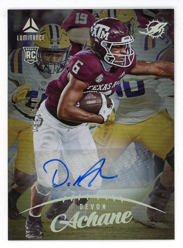 De'Von Achane Autographed 2023 Panini Luminance #113