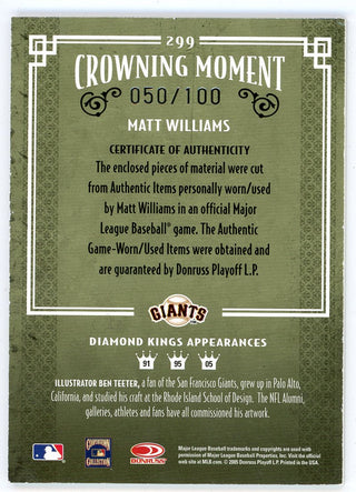Matt Williams 2005 Donruss Diamond Kings Patch Relic #299
