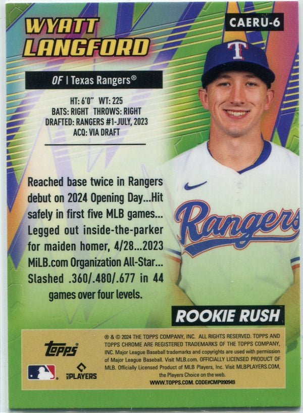 Wyatt Langford 2024 Topps Chrome All-Etch Rookie Rush RC #CAERU-6