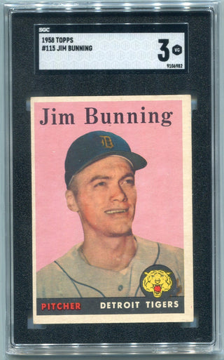 Jim Bunning 1958 Topps Card #115 SGC Graded 3