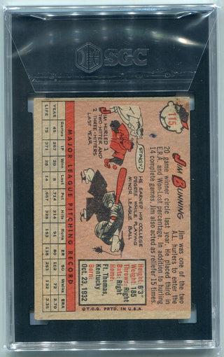 Jim Bunning 1958 Topps Card #115 SGC Graded 3