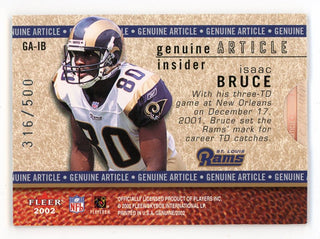 Isaac Bruce 2002 Fleer Genuine Article Game-Worn Jersey #GA-IB Card 316/500