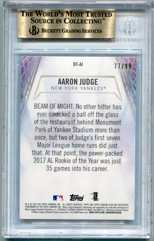 Aaron Judge 2018 Topps Stadium Club Beam Team Black Parallel Card #BT-AJ 77/99 BGS Graded 9.5