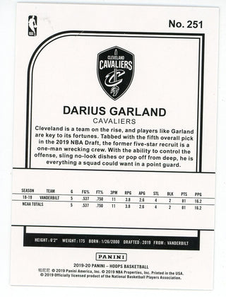 Darius Garland 2019-20 Panini NBA Hoops Rookie Card #251