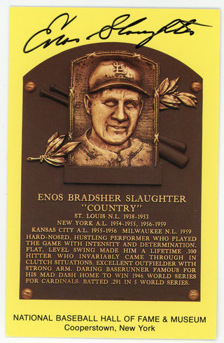 Enos Slaughter Autographed Hall of Fame Plaque