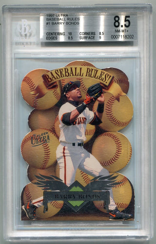 Barry Bonds 1997 Fleer Ultra Baseball Rules Card #1 BGS Graded 8.5