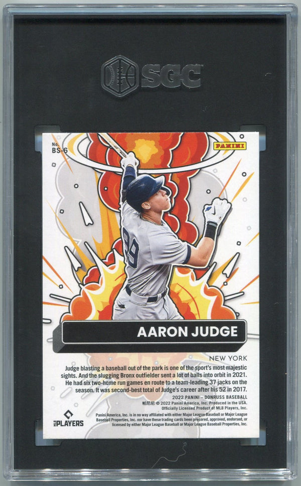 Aaron Judge 2022 Panini Donruss Bomb Squad Vector Parallel Card #BS-6 SGC Graded 10