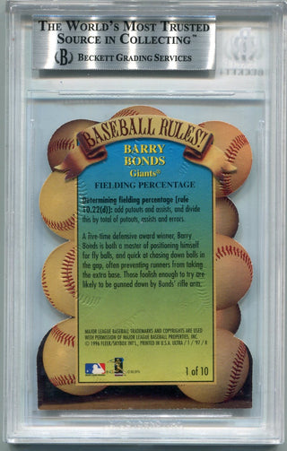 Barry Bonds 1997 Fleer Ultra Baseball Rules Card #1 BGS Graded 8.5