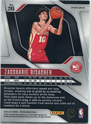 Zaccharie Risacher 2024 - 2025 Panini Prizm Silver Prizm RC #265