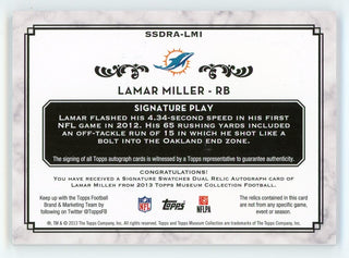 Lamar Miller 2013 Topps Museum Collection Autograph Issue #SSDRA-LMI Card 15/25