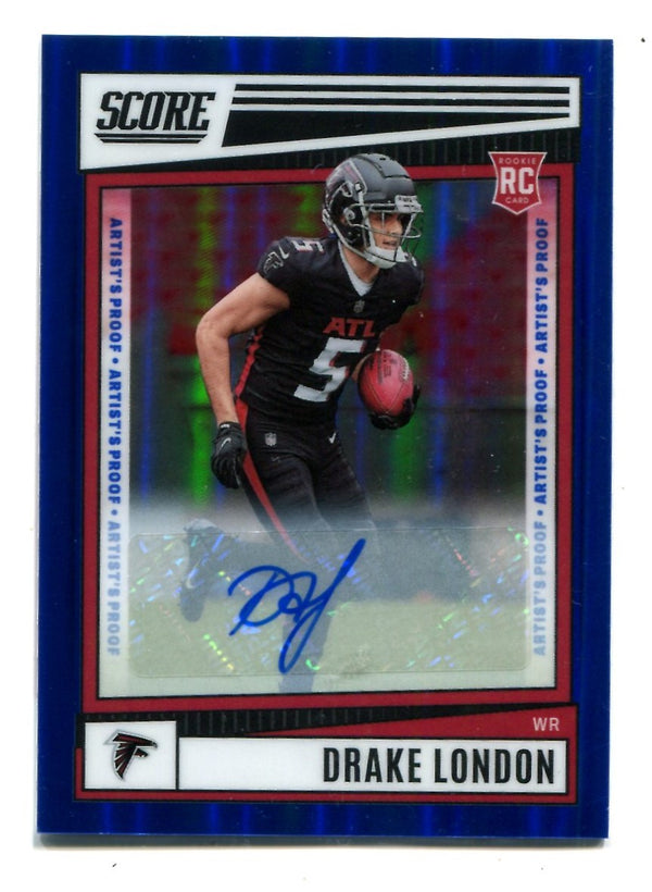 Drake London 2022 Panini Chronicles Score #SP379 Blue Auto /35