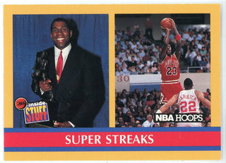 Michael Jordan & Magic Johnson 1990 NBA Hoops Super Streaks Card #385