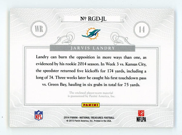 Jarvis Landry 2014 Panini National Treasure NFL Gear #RGD-JL Card 24/99