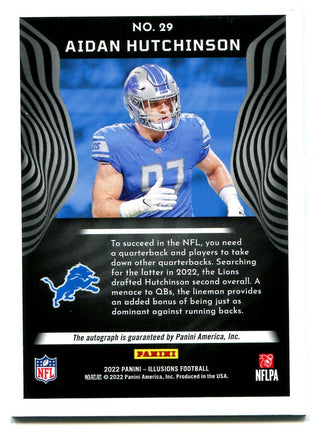 Aidan Hutchinson 2022 Panini Illusions Red #29 Autographed RC 9/75