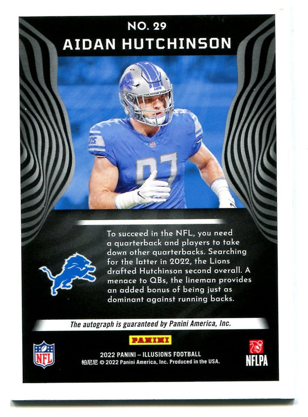 Aidan Hutchinson 2022 Panini Illusions Red #29 Autographed RC 9/75