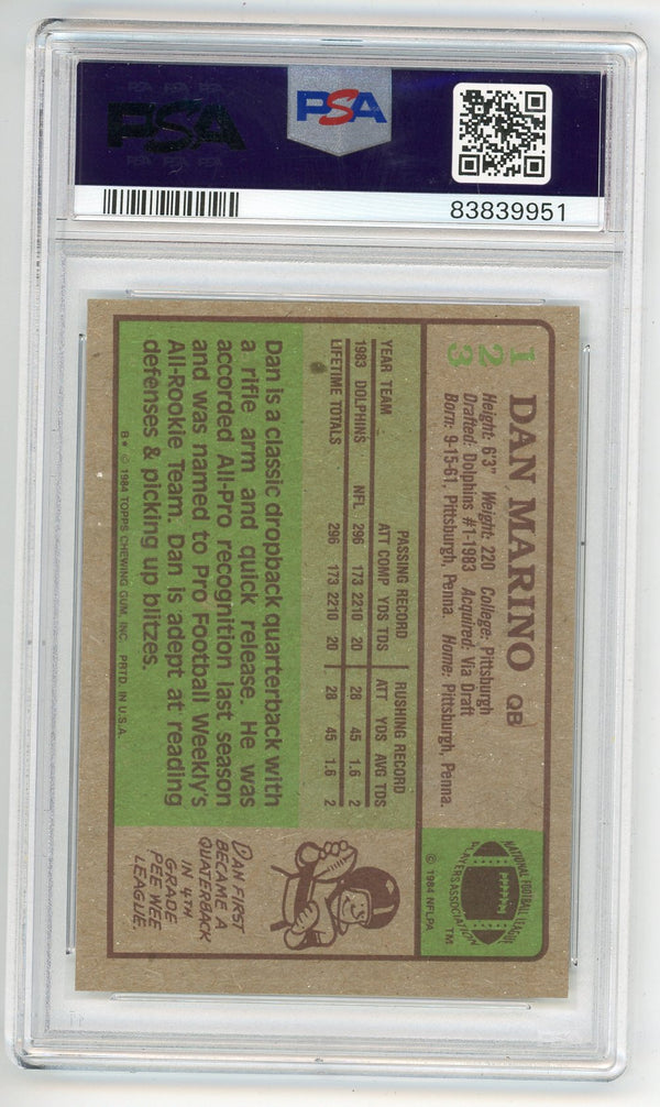 Dan Marino 1984 Topps #123 PSA 4