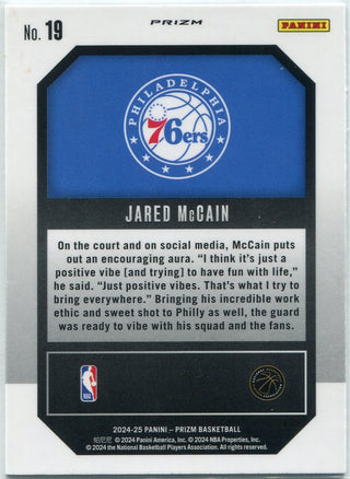 Jared McCain 2024 - 2025 Panini Prizm Emergent Silver Prizm RC #19