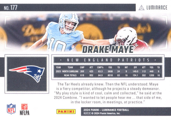 Drake Maye 2024 Panini Luminance Rookie Card #177