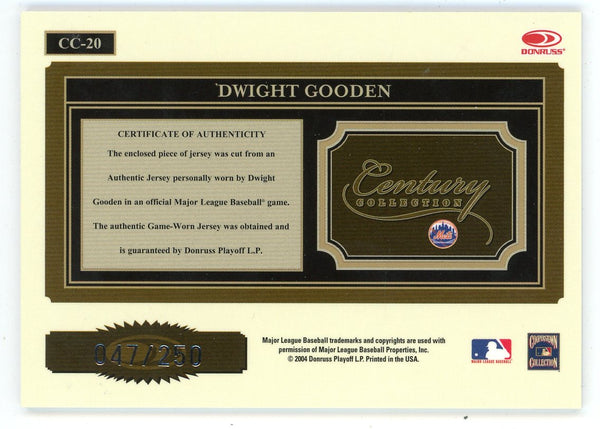 Dwight Gooden 2004 Donruss Throwback Threads Century Collections Patch