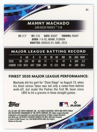 Manny Machado 2021 Topps Finest Purple #31 Card 209/250
