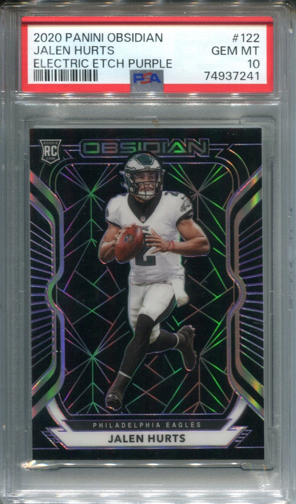 Jalen Hurts 2020 Panini Obsidian Electric Etch Purple #122  PSA 10 /100