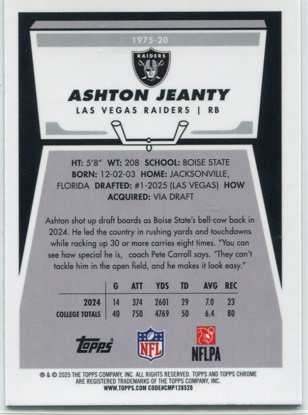 Ashton Jeanty 2025 Topps Chrome X-Fractor RC #1975-20