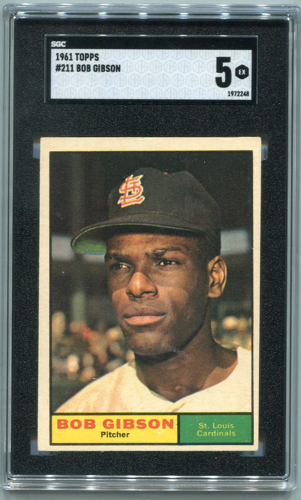 Bob Gibson 1961 Topps Card #211 SGC Graded 5