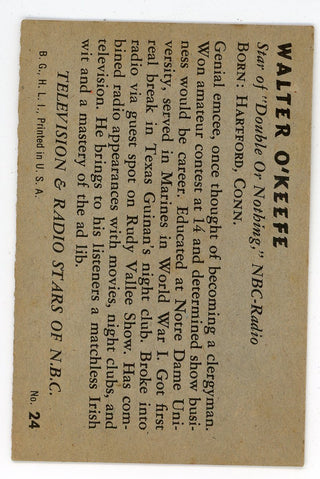 Walter O'Keefe 1953 Television and Radio Stars of NBC Card #24
