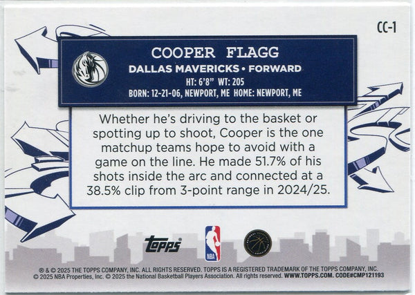 Cooper Flagg 2025 - 2026 Topps Clutch City RC #CC-1