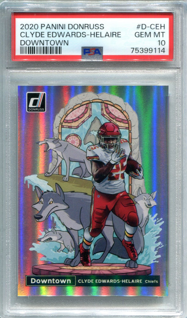 Clyde Edwards-Helaire 2020 PaninI Donruss Downtown #DCEH PSA 10 Card